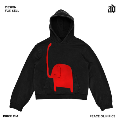 厚重感！亚文化版型！连帽卫衣红色大象童趣吸睛休闲随性时尚可爱