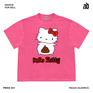 Mottled斑驳设计师工作室 小众恶搞趣味卡通图案hello shitty半袖