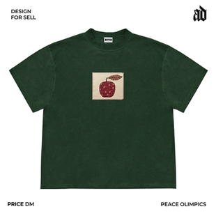 原创remake！苹果文艺高级感贴布重工手工撞色短袖T恤中性街头