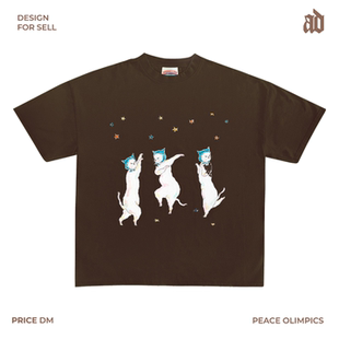 230G 轻薄正肩款 夏季猫咪跳舞插画圆领短袖 T 恤小众别致款动漫