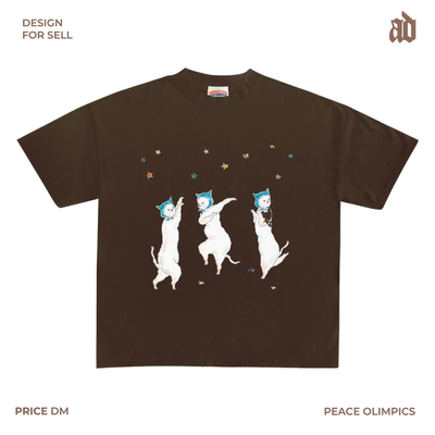 230G 轻薄正肩款 夏季猫咪跳舞插画圆领短袖 T 恤小众别致款动漫