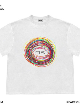 美式重磅!只做性价比好物!小领口！涂鸦叠穿ins风短袖T恤vibe风