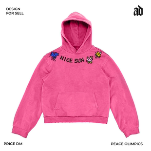 厚重感！美式重磅！街头嘻哈创可贴插画nice sun嘻哈宽松连帽卫衣