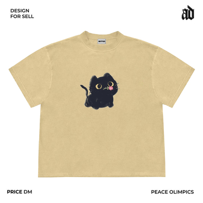 Mottled斑驳 美式复古重磅250克 无性别嘻哈高街美潮猫咪短袖