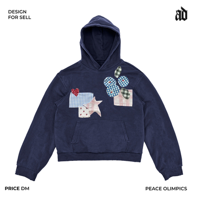 Mottled斑驳！ 原创艺术家贴布 潮流甜美90s复古趣味辣妹连帽卫衣