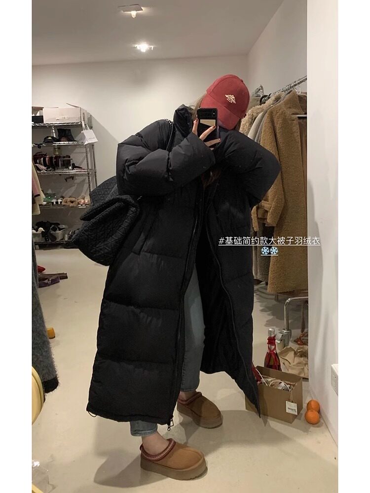 黑色长款羽绒服女2025新款
