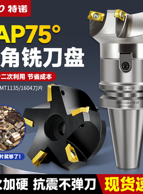 75度数控废角平面铣刀盘1604/1135横装副负角反铣床飞刀盘RAP400R