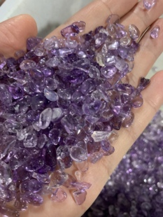 天然巴西原矿紫黄水晶碎石颗粒供佛曼扎造景装饰水培摆件美甲包邮