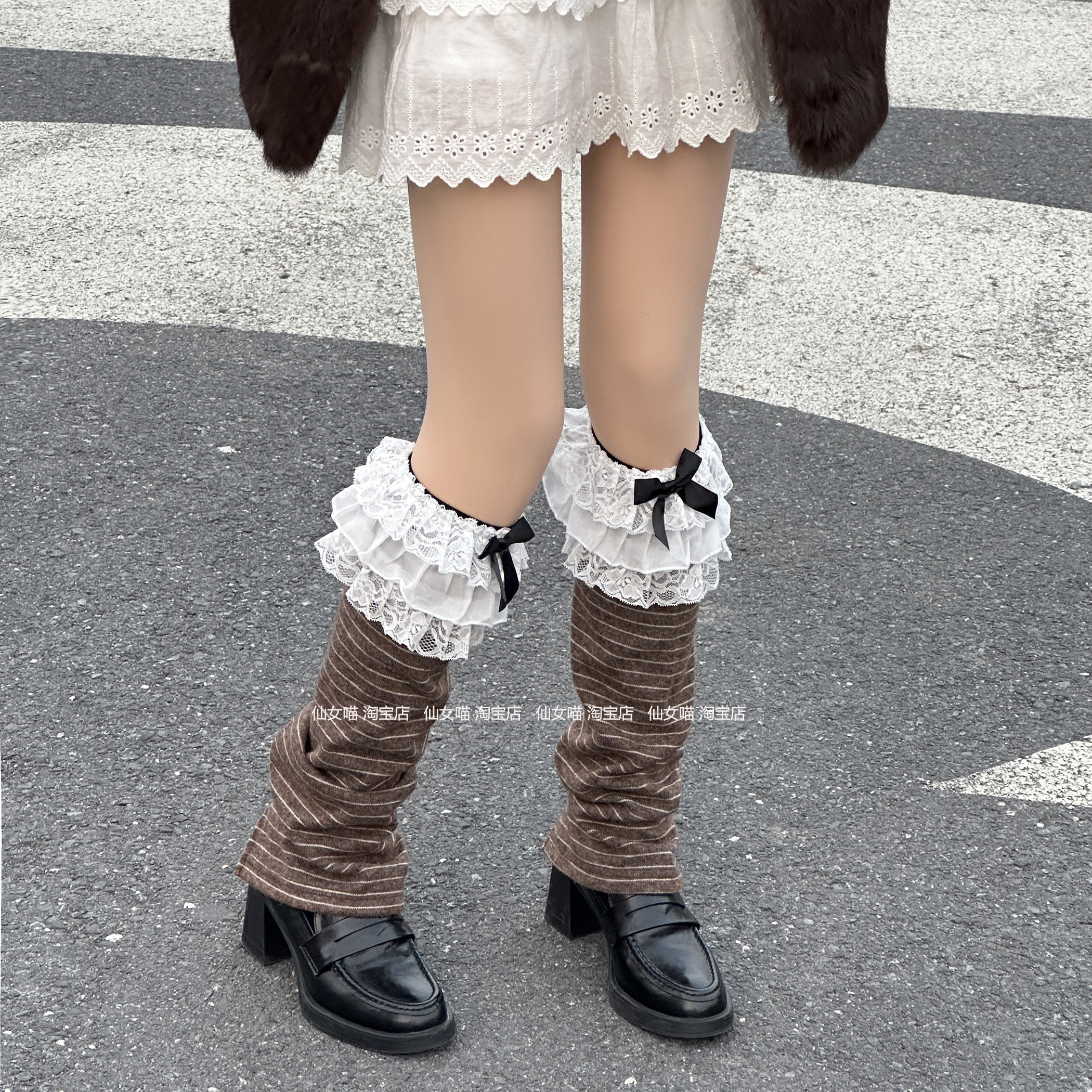 美拉德咖色撞色条纹羊毛堆堆袜套女Y2K甜酷辣妹加厚保暖开叉腿套,女士内衣/男士内衣/家居服,长筒袜,淘宝优惠券,粉丝福利购,淘宝优惠卷