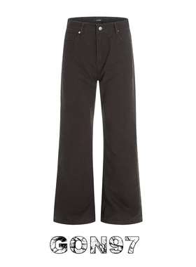 GON97 美式复古棕色微喇牛仔裤男女潮牌cleanfit百搭显瘦修身长裤