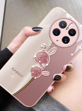 钻石幸运兔适用华为Mate70pro手机壳mate40女神mate50pro时尚玻璃mate30全包防摔50E保护套20魅特60高级感por