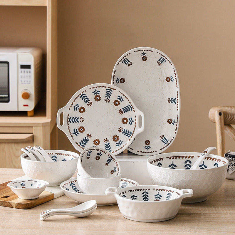 日式家用盘碗碟套装组合轻奢陶瓷小花釉下彩餐具新居乔迁送礼礼品,餐饮具,盘,淘宝优惠券,粉丝福利购,淘宝优惠卷