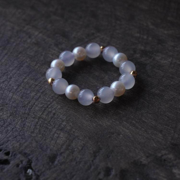 大仙的串儿和田玉珍珠串珠戒指