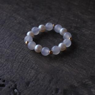 大仙的串儿《云悠》烟紫和田玉天然淡水珍珠串珠戒指女轻奢高级感