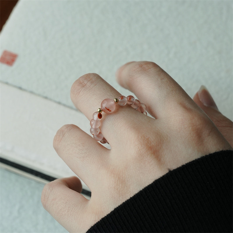 大仙的串儿《桃枝》天然南红冰飘戒指新中式串珠小众原创设计清新,饰品/流行首饰/时尚饰品新,戒指/指环,淘宝优惠券,粉丝福利购,淘宝优惠卷