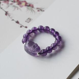 大仙的串儿《好运·貔貅》巴西紫水晶貔貅戒指女小众设计水晶戒指