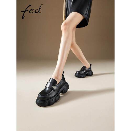 fed鞋秋季新款女粗跟乐福