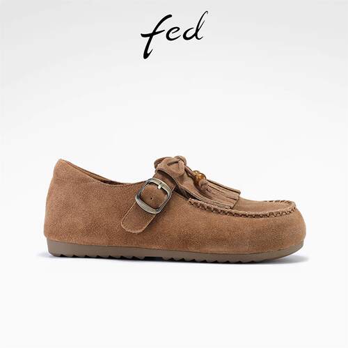 fed摩卡慕斯女鞋春真皮流