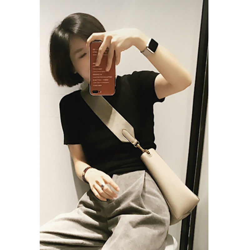 2020新款sangle水桶包女斜挎大容量宽带单肩包包宽肩带真皮时尚潮