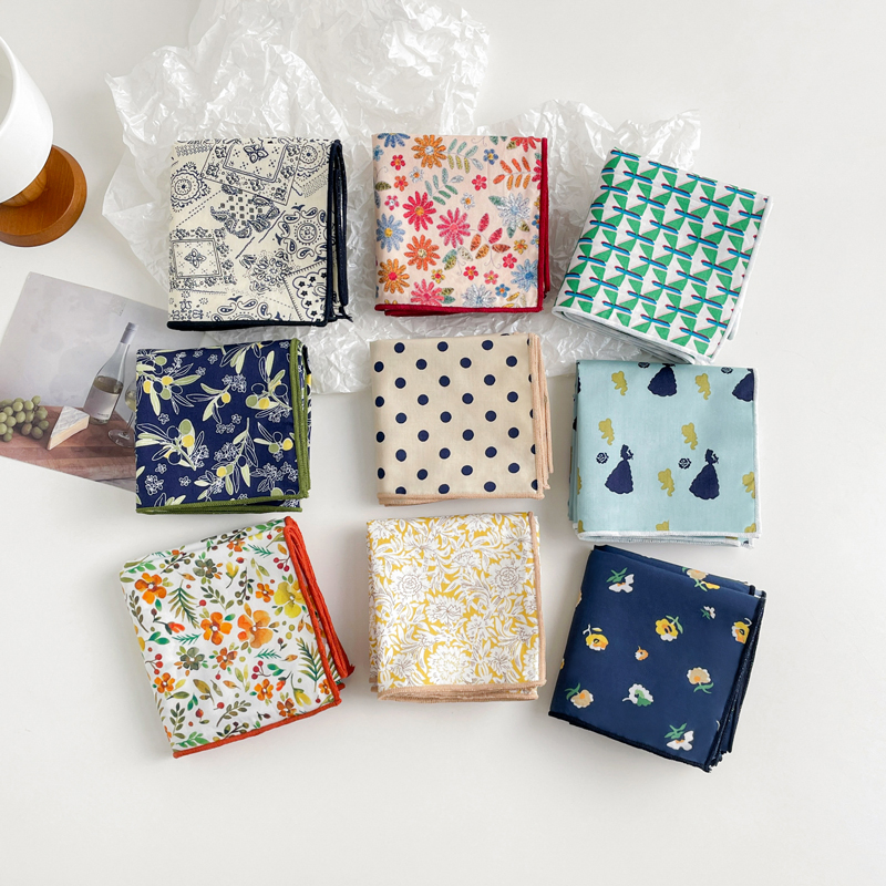 春秋田园女纯棉小方巾丝巾