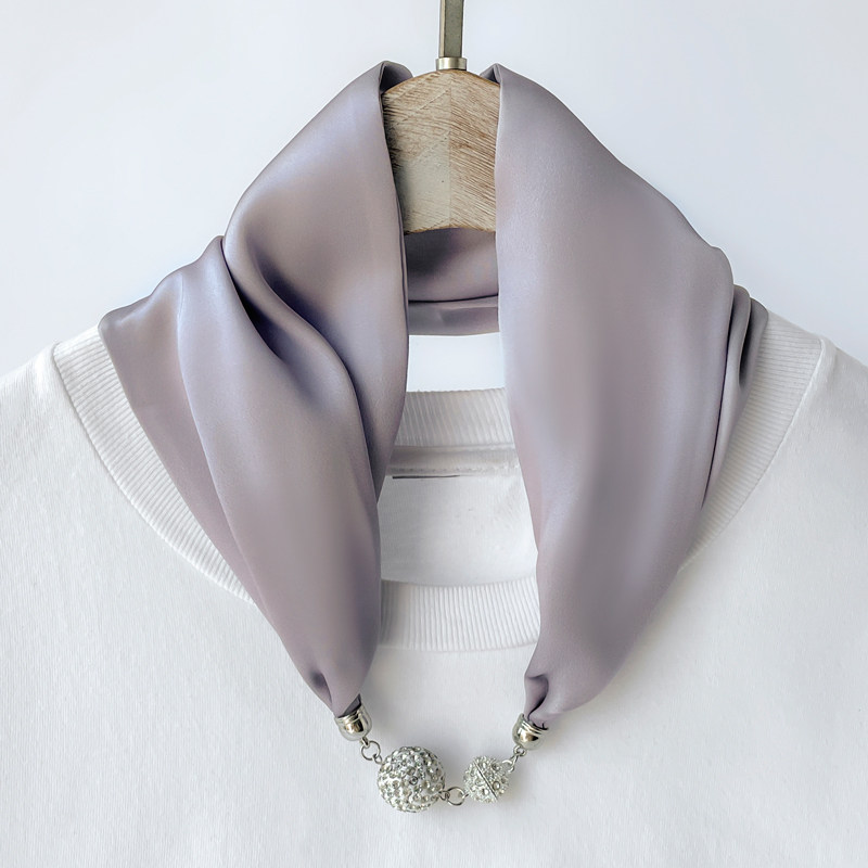 春秋冬季磁吸扣女搭配衬衫小丝巾