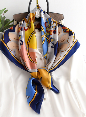 四方正方形90x90cm大号方巾妈妈薄围巾小丝巾女敦煌春秋夏季纱巾