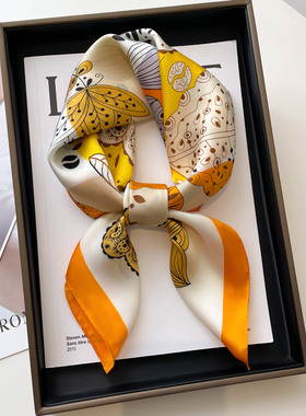 小丝巾女方巾春秋夏季搭配衬衫护颈饰围脖子职业空姐薄围巾70x70