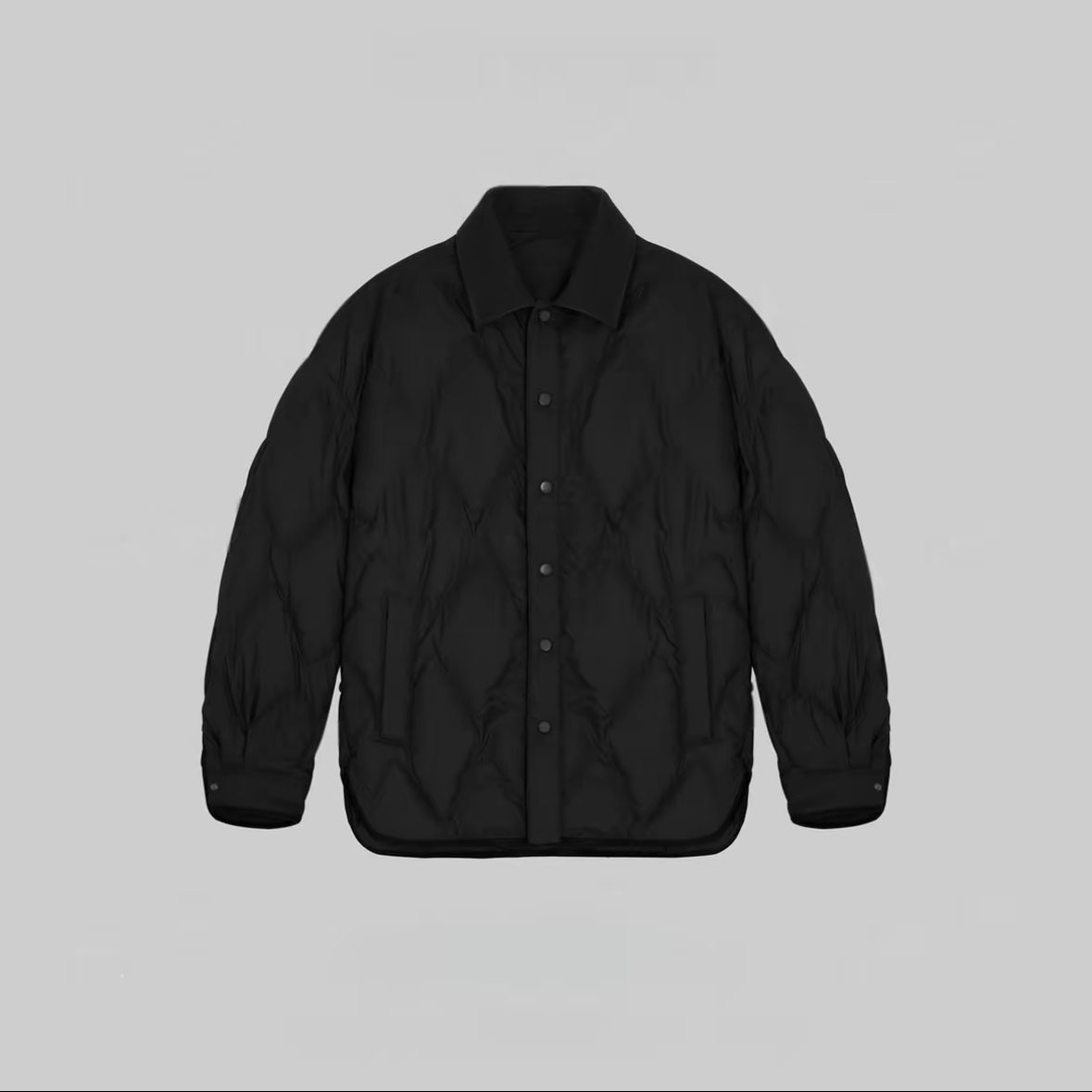 【楠哥同款】菱格轻羽 拼皮撞色领老钱风衬衫式轻薄羽绒服男女款