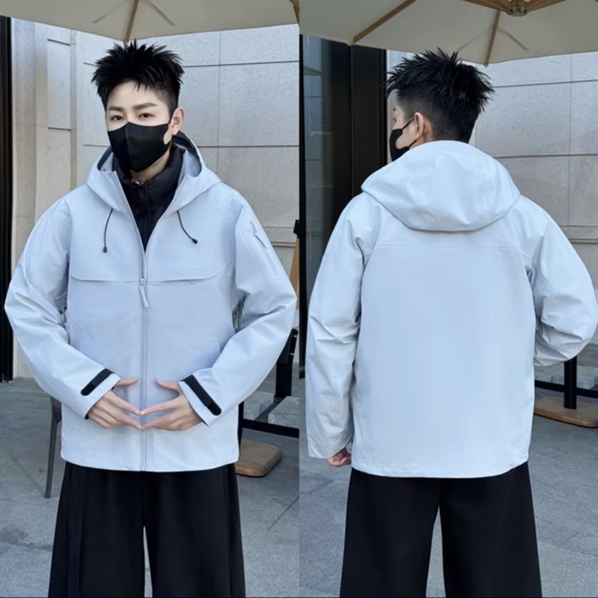 男士户外无标三合一羽绒服冲锋衣内胆可拆轻奢潮品连帽潮流