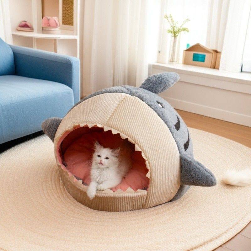 猫咪半封闭床狗窝式猫垫狗床窝冬季宠物用品保暖鲨鱼网红猫屋,宠物/宠物食品及用品,狗窝/屋/帐篷/沙发,淘宝优惠券,粉丝福利购,淘宝优惠卷