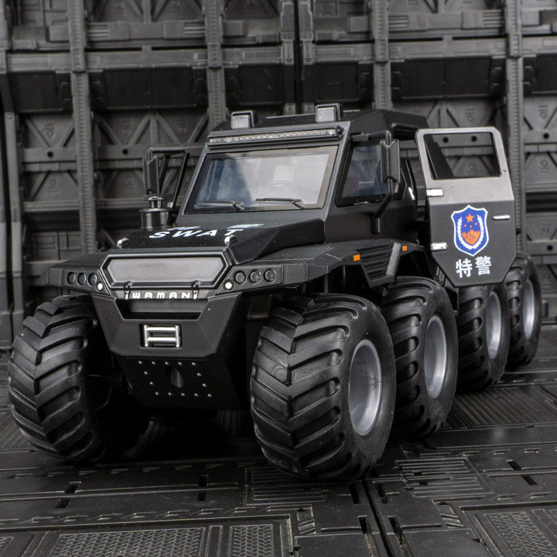 1:24仿真西伯利亚征服者合金汽车模型儿童回力声光玩具越野装甲车
