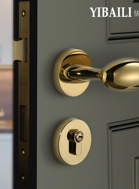 依佰利法式中古复古拉丝银不锈钢鸭蛋球形鹅蛋卧室房门静音门锁