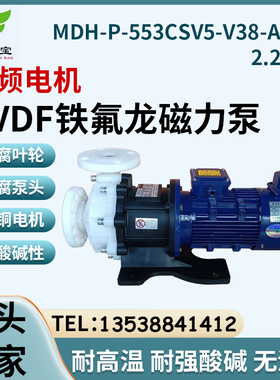 磁力泵MDH-P-553CSV5-V3耐高温耐强酸碱pvdf氟塑料泵头化工循环泵
