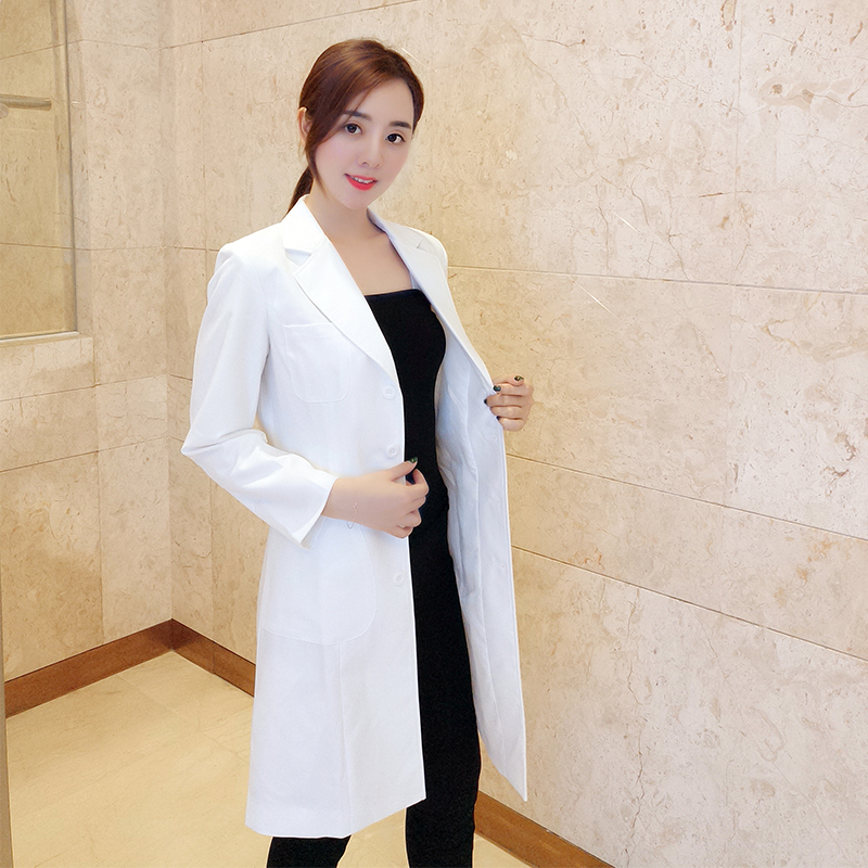 韩版修身口腔牙科诊所女式白大褂工作服中长款高档整形医师工作服