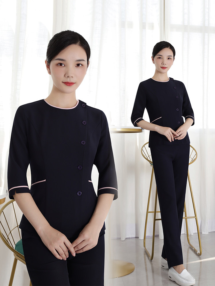 기술자 봄과 가을 여성 7부 소매 새로운 스타일의 미용사 헬스 클럽 발 마사지 발 목욕 고급 미용실 유니폼