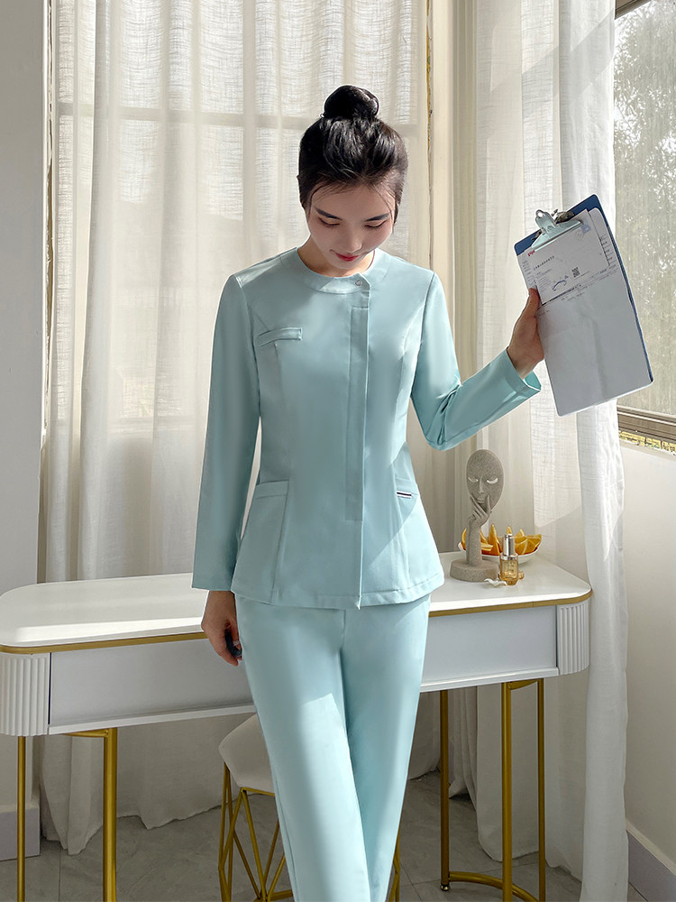 NURSE UNIFORMS SPLIT LONG SLEEVES WOMENS ANTI-STATIC CONFINEMENT NURSES NURSING CLOTHES BEAUTY SALONS DENTISTS AND DENTISTS WORK CLOTHES ARE HIGH-END