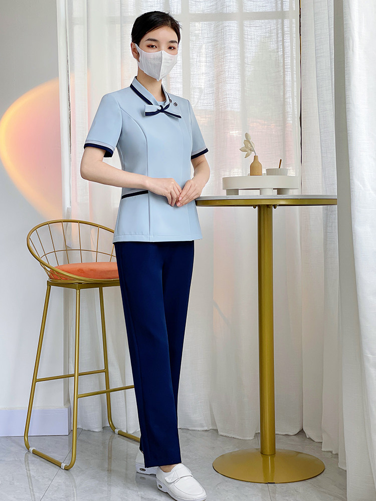 KOREAN NURSE UNIFORM SPLIT SUIT SHORT SLEEVE BEAUTY SALON BEAUTICIAN WORKWEAR HIGH-END FEMALE CONFINEMENT CLUB CLOTHES
