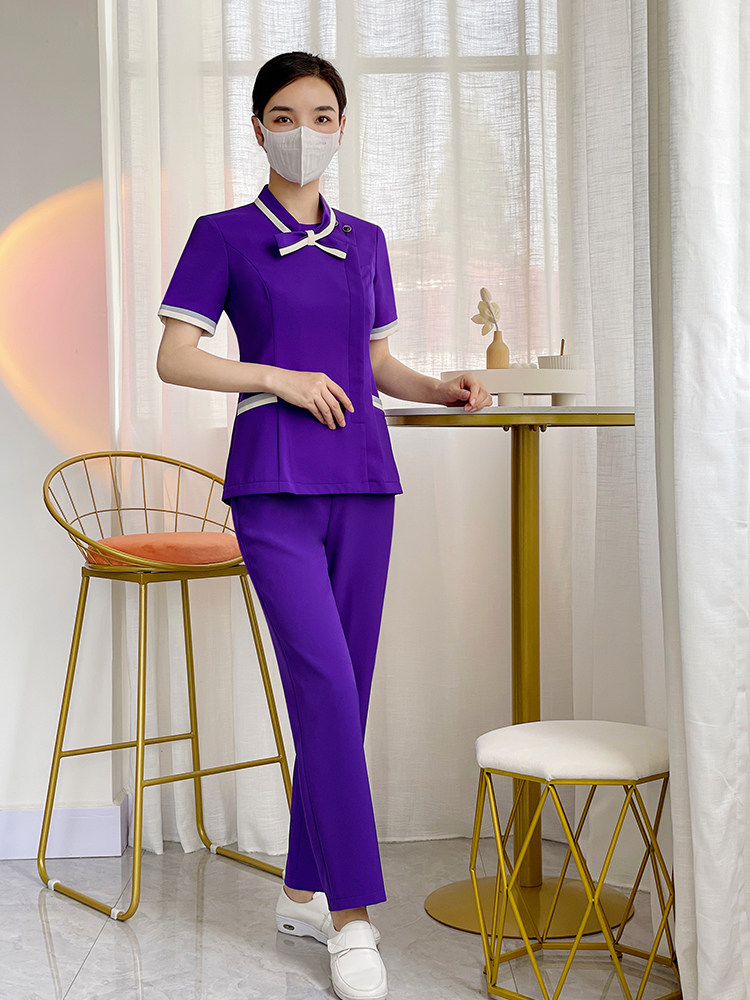 KOREAN NURSE UNIFORM SPLIT SUIT SHORT SLEEVE BEAUTY SALON BEAUTICIAN WORKWEAR HIGH-END FEMALE CONFINEMENT CLUB CLOTHES