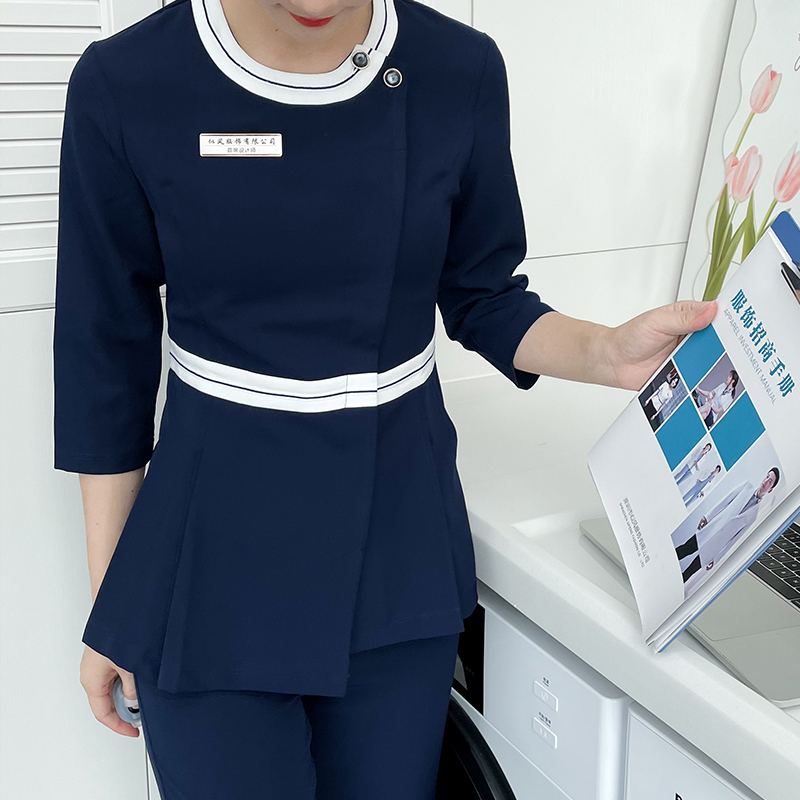 韩式七分袖美容师工服女高端气质皮肤管理足疗SPA美容口腔护理服
