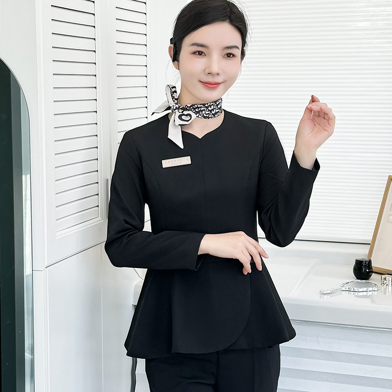 2024年新款职业套装女酒店前台接待工作服美容院会所技师咨询制服
