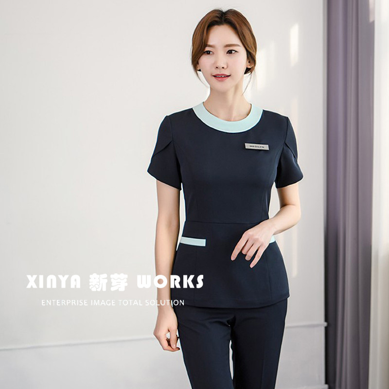 新款韩式纹绣美甲师工作服美容院护理师套装足疗足浴sap工作服女