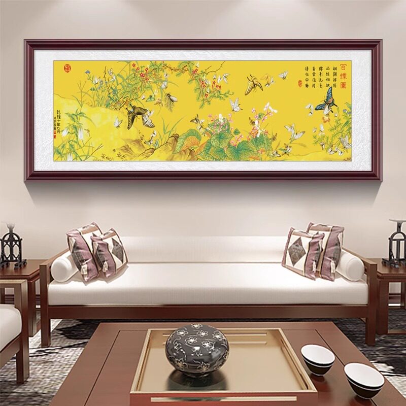 百蝶图十字绣2026新款线绣蒙娜丽莎客厅大幅现代名画手工花卉满绣