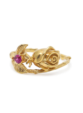 LFLM 新款金色玫瑰花戒指轻奢气质高级感食指戒小众设计感指环女