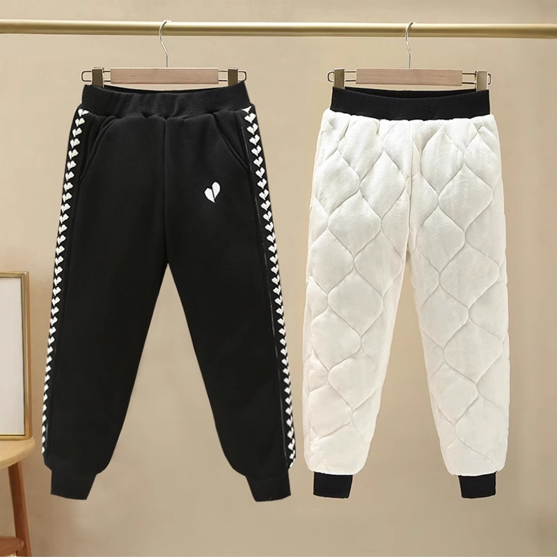 女童棉裤冬季加绒加厚一条过冬小女孩宽松卫裤儿童外穿保暖运动裤