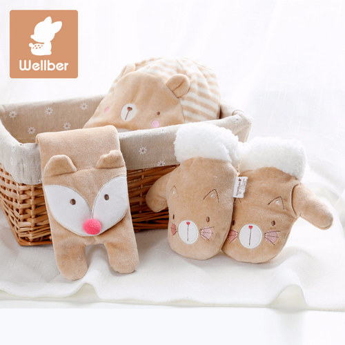 威尔贝鲁宝宝护耳帽子围巾一体