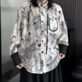 设计感小众山本街头风天丝长袖花衬衫女春夏新款宽松时尚薄款衬衣，女装衬衫，钱塘801（原钱塘901）