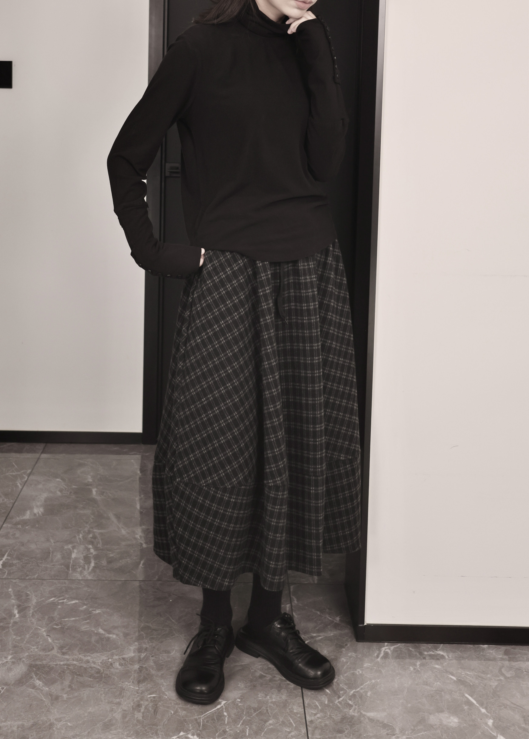 Q005P格子半身裙女加厚,女装半身裙,钱塘801（原钱塘901）