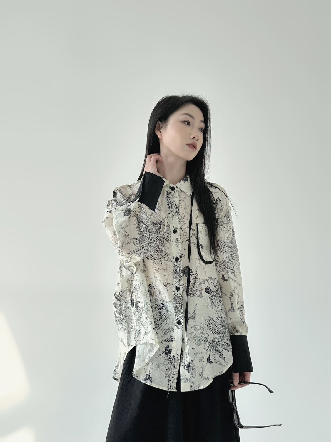 3073P75提花衬衫女长袖薄款,女装衬衫,钱塘801（原钱塘901）