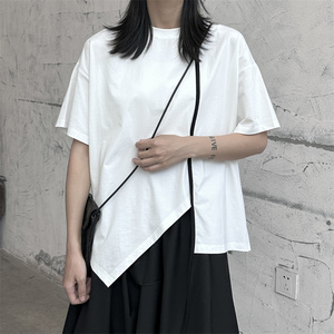 夏季女士t恤BLACK AND WHITE上衣宽松半袖棉百搭白色短袖新款图片