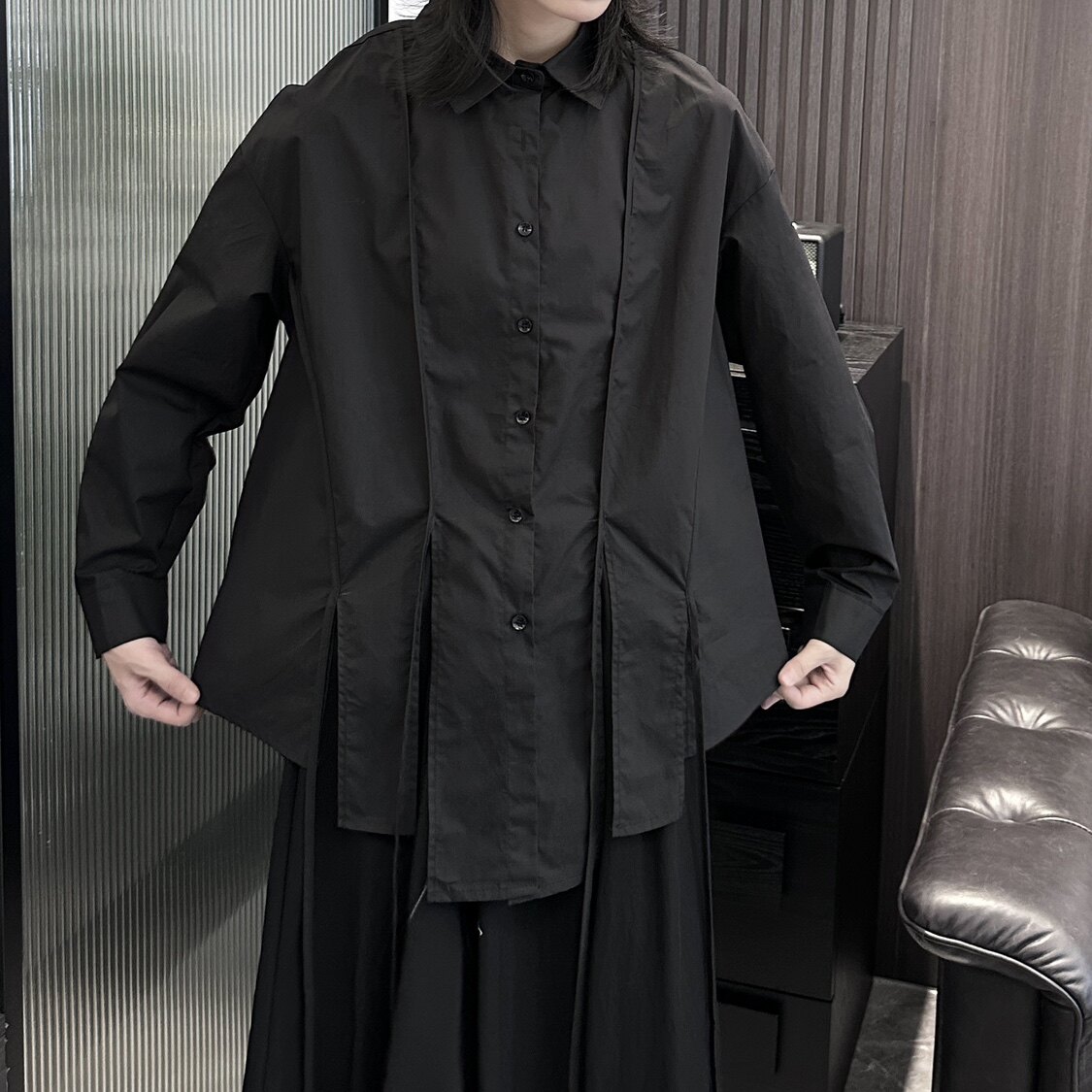3067P70暗黑设计款衬衫女长袖,女装衬衫,钱塘801（原钱塘901）